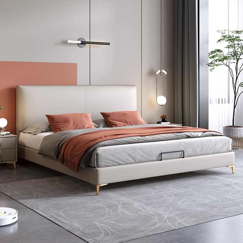 简约家具 小户型皮艺床意式极简主卧双人大床卧室软包真皮床 简约家具 小户型皮艺床意式极简主卧双人大床卧室软包真皮床